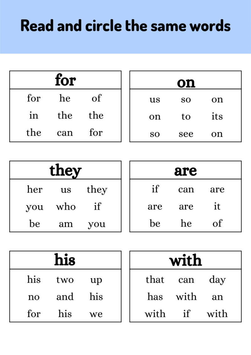Read and Circle Sight Words Worksheet - Image 4