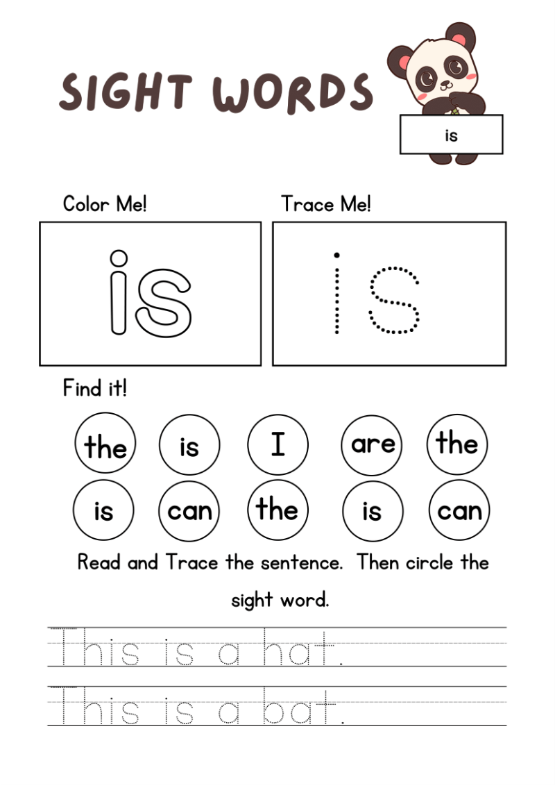Read, Trace & Color Sight Words Worksheet - Image 5