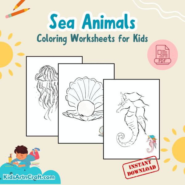 Sea Animals Coloring Worksheets for Kids