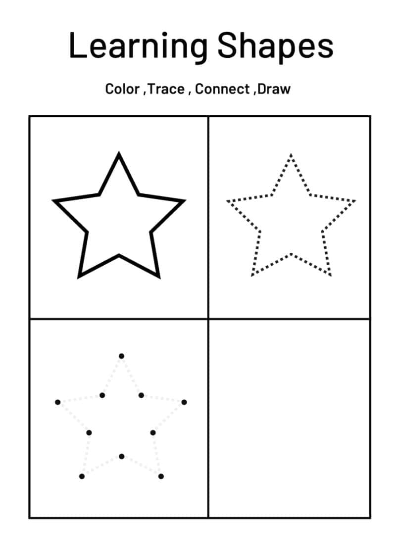 Shapes - Color, Trace, Connect and Draw Worksheet - Image 2