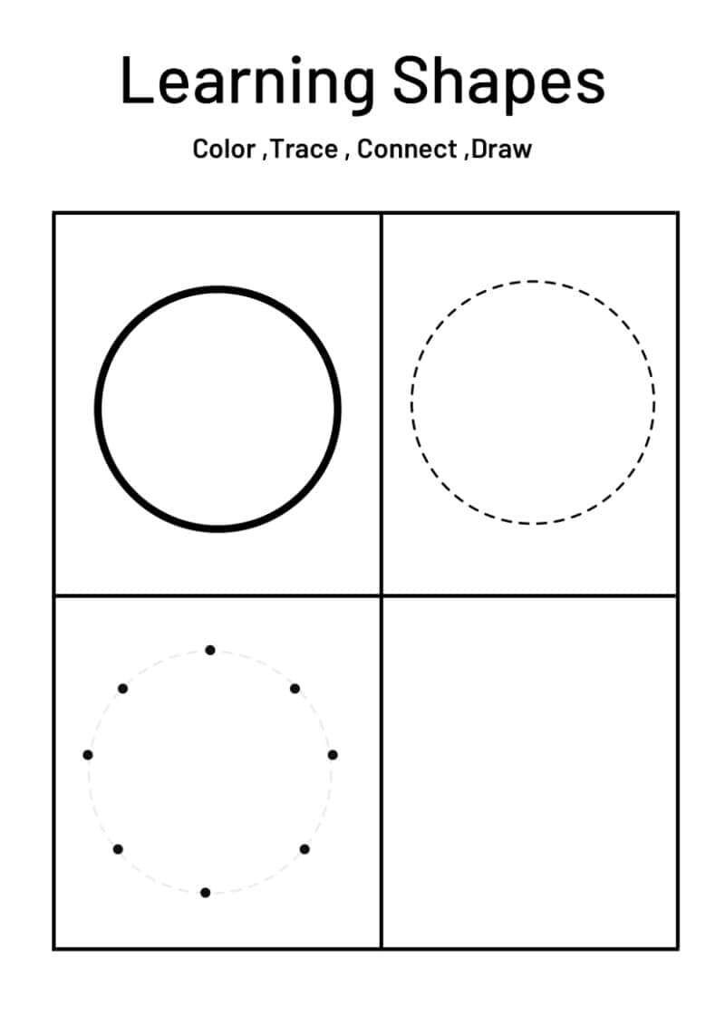 Shapes - Color, Trace, Connect and Draw Worksheet - Image 3