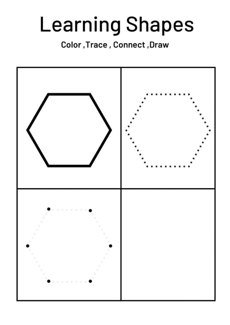 Shapes - Color, Trace, Connect and Draw Worksheet - Image 5