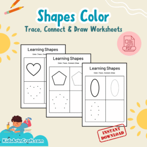 Shapes - Color, Trace, Connect & Draw Worksheet