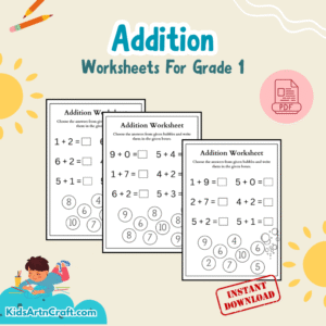 Simple Addition Worksheet for Grade 1