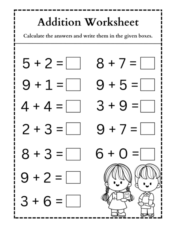 Single Digit Addition Worksheet
