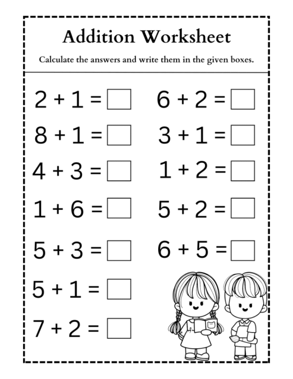Single Digit Addition Worksheet