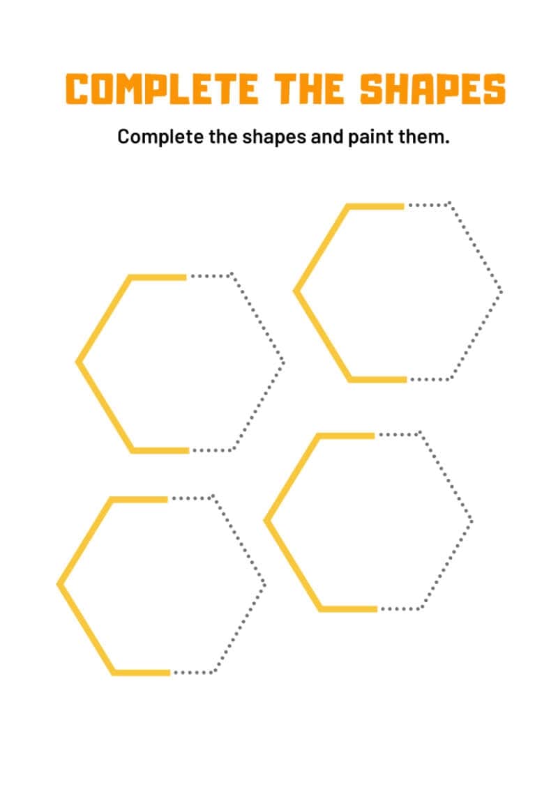Trace and Complete the Shapes Worksheet - Image 2