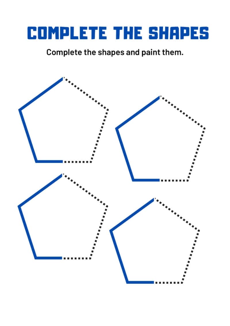 Trace and Complete the Shapes Worksheet - Image 4