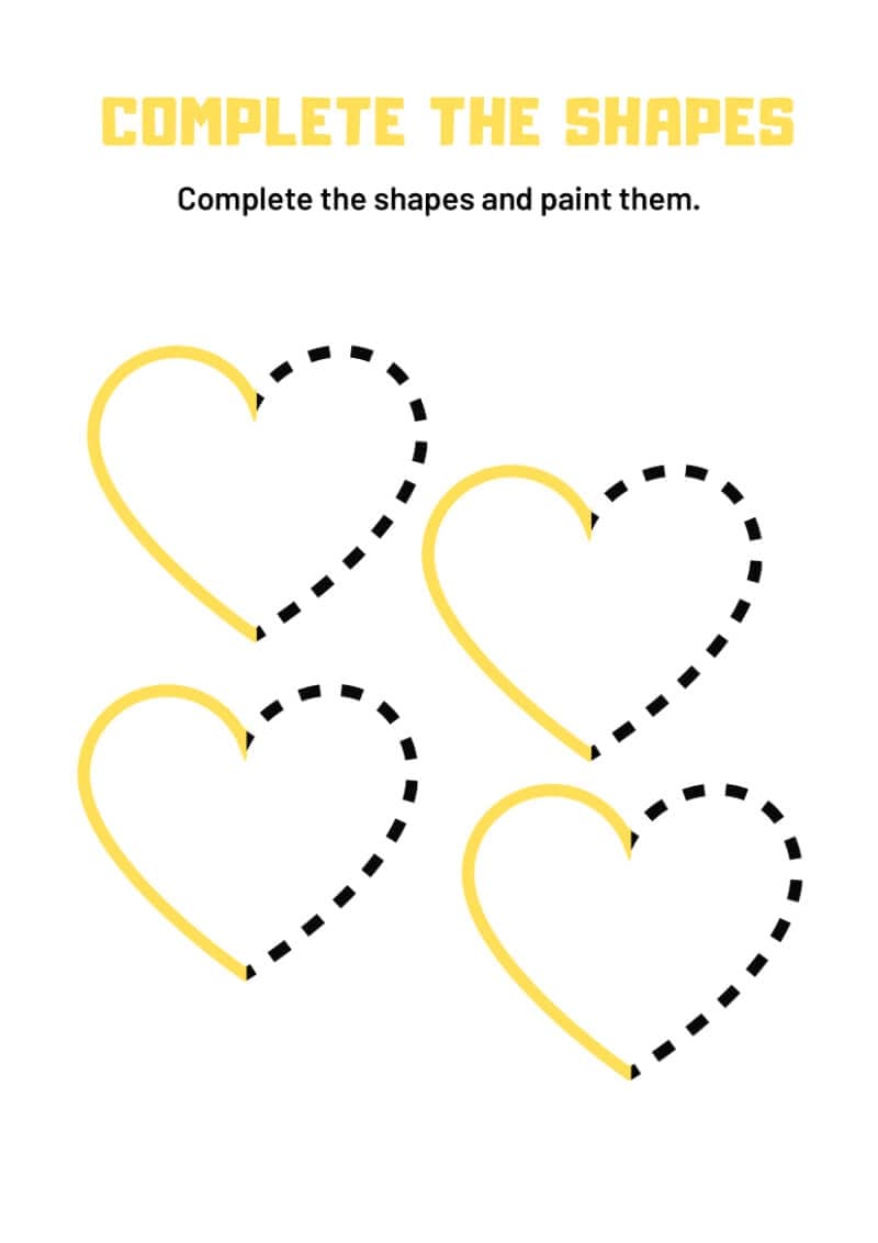 Trace and Complete the Shapes Worksheet - Image 5