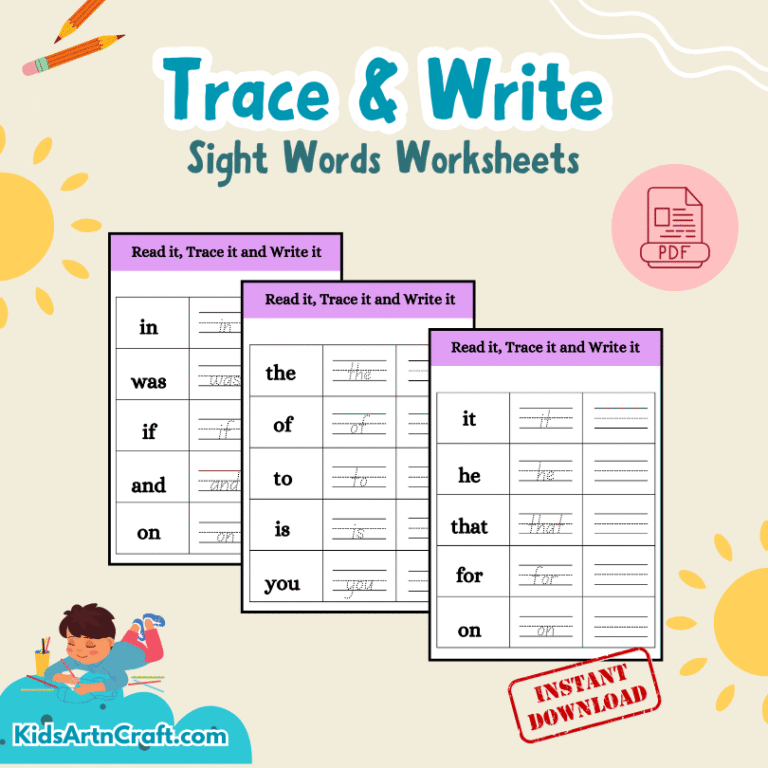 Trace and Write Sight Words Worksheet – SHOP
