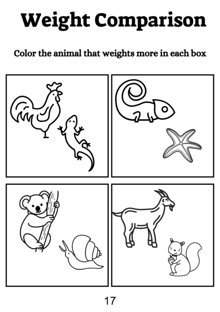 Weight Comparison Worksheet For Kindergarten – SHOP